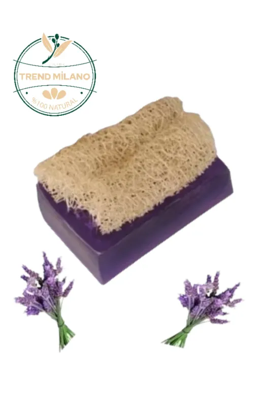 TrendMilano SCLAVANTA El Yapımı Doğal Kabak Lifli Lavanta Sabunu 1 Adet 120 Gr