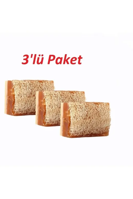 TrendMilano SCS88569542 %100 El Yapımı Doğal Kabak Lifli Ballı Eşek Sütü Sabunu 3'lü Paket 120 Gr.x 3 Adet