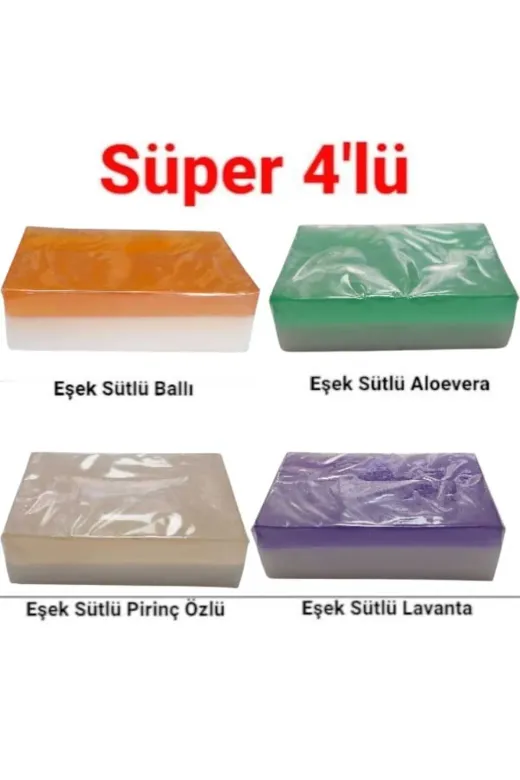 TrendMilano TYC20D706C8A2095B90C68400 %100 El Yapımı Doğal Eşek Sütlü Ballı - Aloe Vera - Lavanta - Pirinç Özlü 4'lü Set
