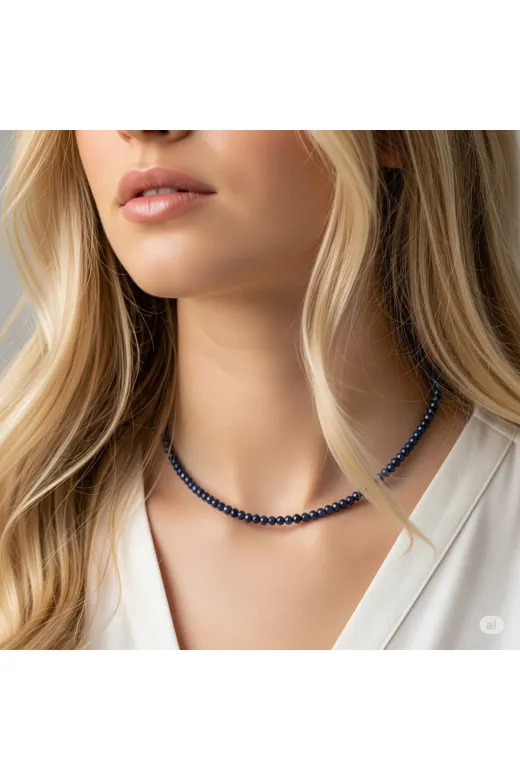 ttasdevri 454545 Safir Doğal Taş Kolye 3Mm Zarif Ve Minimalist