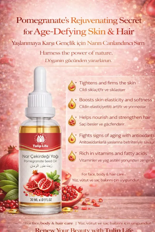 tulip life nar1 Natural & Pure Nar Çekirdeği Yağı 30 Ml