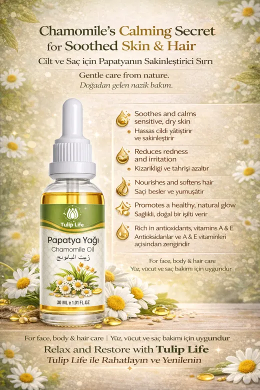 tulip life papartya Natural & Pure Papatya Yağı 30 Ml