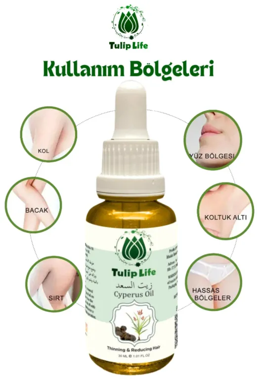 tulip life SAAD1 Tüy Azaltıcı Ve Önleme Yağı Saad Yağı Cyperus Oil 30 Ml