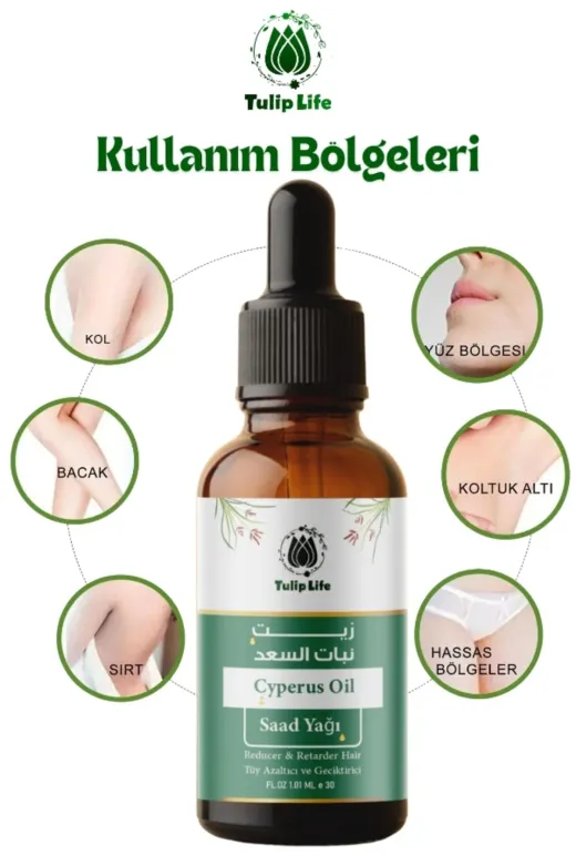 tulip life saad33211 Tüy Azaltıcı Dökücü Öneleyici Incetici Saad Oil ( Cyperus Rotundus Oil ) 30 Ml ( (2 Pieces)