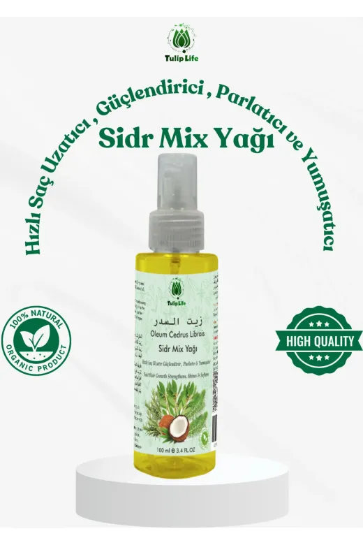 tulip life sidr1 Sidr Mix Yağı Hızlı Saç Uzatıcı , Güçlendirici , Saç Dökülmesine Karşı Ve Yumaştıcı 100 Ml