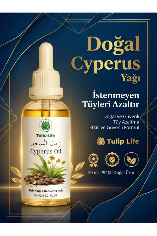tulip life Tüy Azaltıcı Ve Tüy Önleme Saad Yağı Cyperus Oil Soğuk Sıkım Cold Press 30 Ml