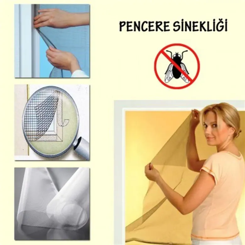 Tüm Cam Pencere Kapılara Uyumlu Tek Kanat Pencere Sinekliği (4745)