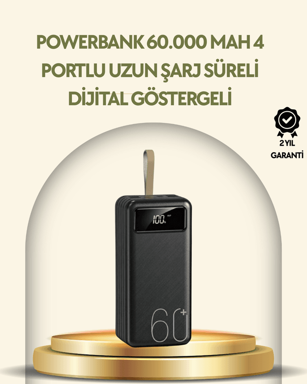 Tüm Cihazlarla Uyumlu LED Fenerli 4 Çıkışlı Powerbank