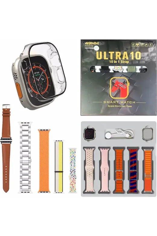 Turgut Ticaret TT_Ultra-10_10-1AkıllıSaat Tt Ultra-10 49Mm Bluetooth Akıllı Saat, 10 Kordonlu Set