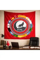 TÜRK DEVLETLERİ DUVAR ÖRTÜSÜ WALL TAPESTRY KALİTELİ KUMAŞ