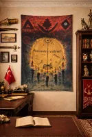 Türk Temalı Duvar Örtüsü Halısı Kaliteli Kumaş