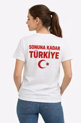 TÜRKİYE Ay Yıldız Baskılı Taraftar Forma T-Shirt - Beyaz - L - Beyaz