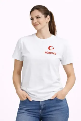 TÜRKİYE Ay Yıldız Baskılı Taraftar Forma T-Shirt - Beyaz - L - Beyaz