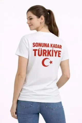 TÜRKİYE Ay Yıldız Baskılı Taraftar Forma T-Shirt - Beyaz - L - Beyaz