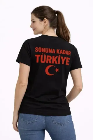 TÜRKİYE Ay Yıldız Baskılı Taraftar Forma T-Shirt - Siyah - XS - Siyah