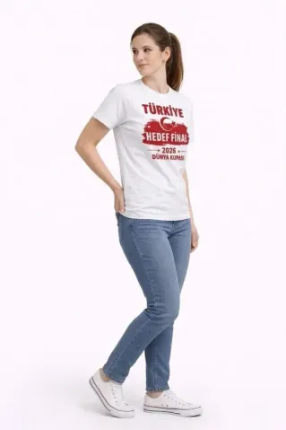 TÜRKİYE Baskılı Tişört Ay Yıldız 2026 Dünya Kupası Taraftar Forma T-Shirt - Beyaz - L - Beyaz