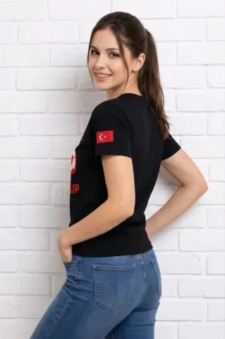 Türkiye World Cup 2026 Baskılı Tişört Futbol Temalı Forma T-Shirt - Siyah - L - Siyah