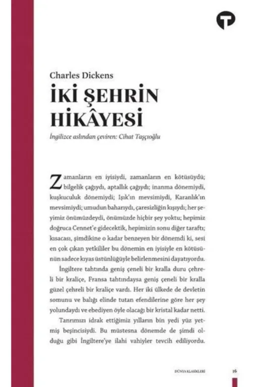 Turkuvaz Kitap SDKT-9786057717368 İki Şehrin Hikayesi