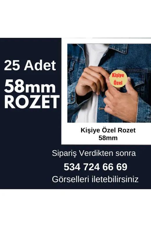 Tu&Se Candles BUTON ROZET 58MM 25 ADET 58Mm Kişiye Özel Rozet 25 Adet