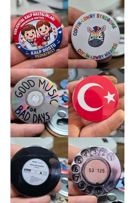 Tu&Se Candles BUTON ROZET 58MM 25 ADET 58Mm Kişiye Özel Rozet 25 Adet