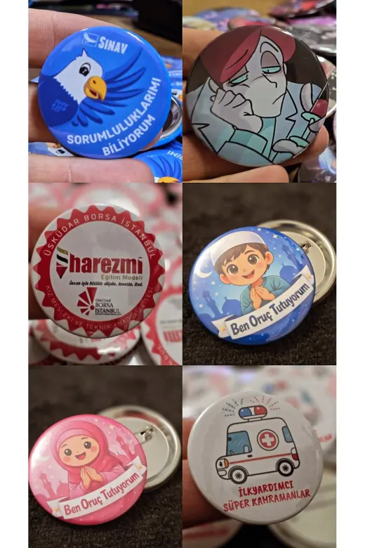 Tu&Se Candles BUTON ROZET 58MM 25 ADET 58Mm Kişiye Özel Rozet 25 Adet