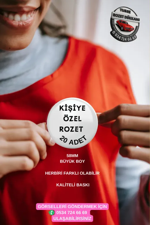 Tu&Se Candles Kişiye Özel 20 Adet Rozet 58mm Kişiye Özel Rozet Büyük Boy Tasarımlı 20 Adet 58Mm