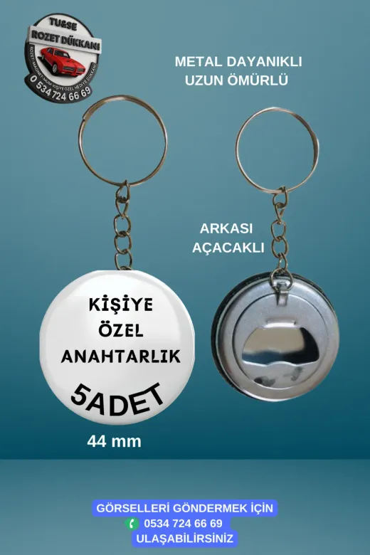 Tu&Se Candles Kişiye Özel Anahtarlık – 5 Adet Kişiye Özel 44Mm Açacaklı Anahtarlık – 5 Adet