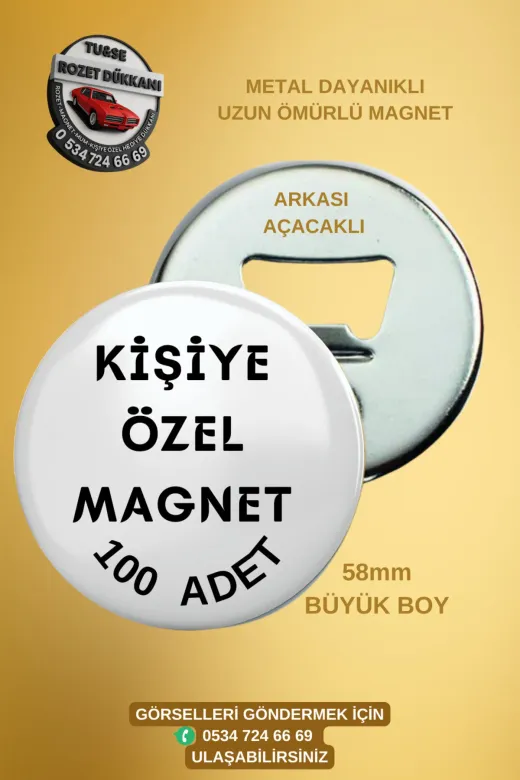 Tu&Se Candles MAGNET 100 ADET Kişiye Özel Magnet 58Mm 100 Adet