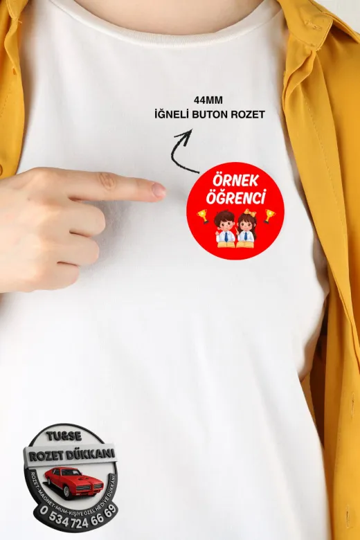 tuse rozet dükkanı 20 Adet Örnek Öğrenci İğneli Rozet Örnek Öğrenci– 44Mm Buton Rozet, 20 Adet İğneli Buton Rozet