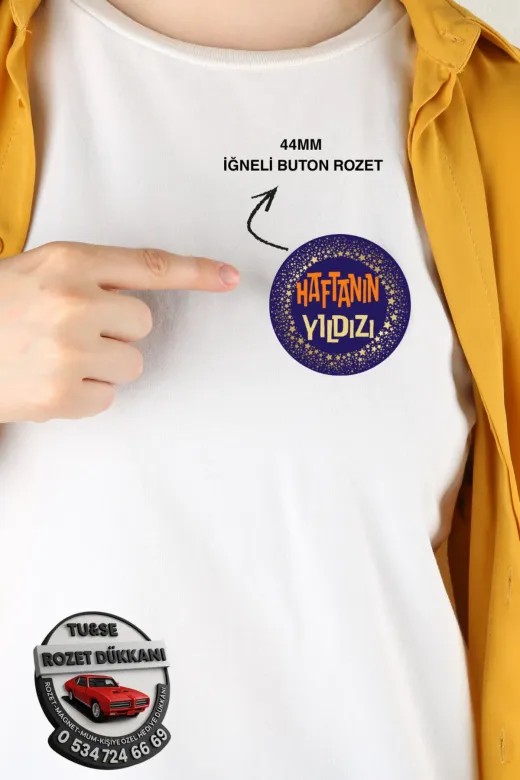 tuse rozet dükkanı 20 Adet Yıldız Öğrenci İğneli Rozet Yıldız Öğrenci– 44Mm Buton Rozet, 20 Adet İğneli Buton Rozet