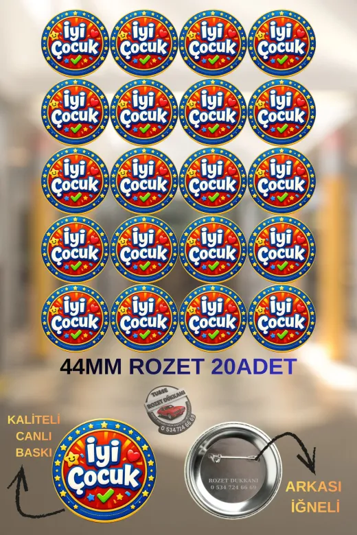 tuse rozet dükkanı 44mm İyi Çocuk Rozeti İyi Çocuk 44Mm | Öğrenci Okul Rozeti