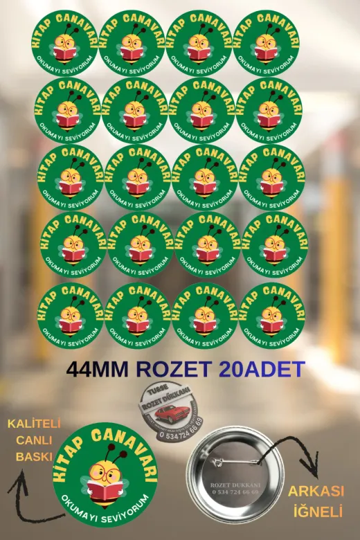 tuse rozet dükkanı 44Mm Kitap Canavarı Rozeti | Öğrenci Okul Rozeti
