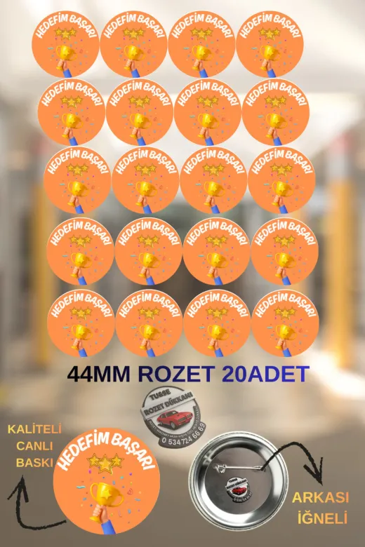 tuse rozet dükkanı Hedefim Başarı Rozeti 20 Adet | 44Mm İlkokul Başarı Rozeti | Öğrenci Ödül Rozeti