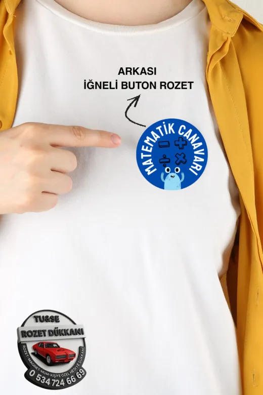 tuse rozet dükkanı Matematik Canavarı Rozeti 44Mm | 20 Adet Okul Rozeti