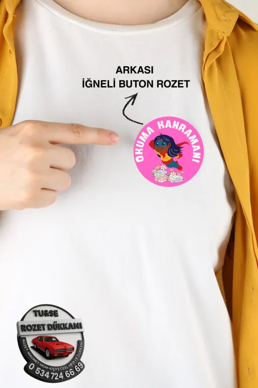 tuse rozet dükkanı Okuma Kahramanı Temalı Okul Rozeti 44Mm Karışık