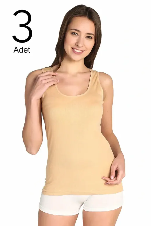 Tutku Kadın 3'lü Paket Atlet Elf568T0136Ccm3 Siyah S
