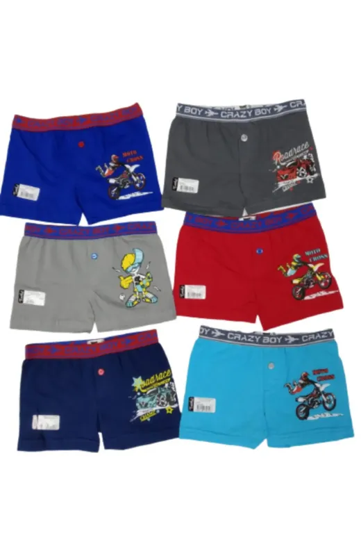 Tutku TUTKUÇOCUKBOXER100 Erkek Çocuk Çok Renkli 6'lı Paket Elestan Pamuk Baskılı Boxer