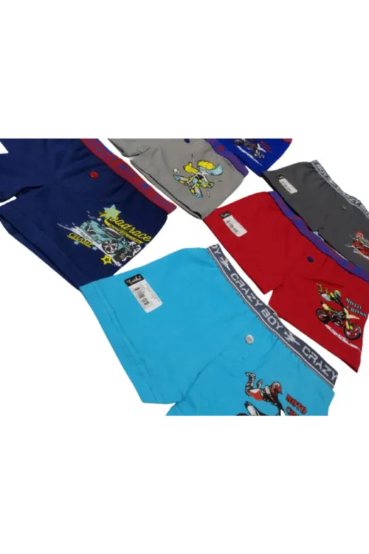 Tutku TUTKUÇOCUKBOXER100 Erkek Çocuk Çok Renkli 6'lı Paket Elestan Pamuk Baskılı Boxer
