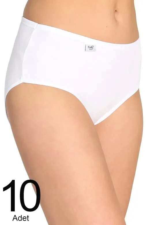 Tutku TYC00434937449 Kadın Beyaz 10'lu Paket Likralı Bato Külot Elf568T0924Ccm10