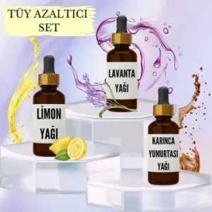 Tüy Azaltıcı Set Limon Yağı 20 ml + Lavanta Yağı 20 ml + Karınca Yumurtası Yağı 20 ml