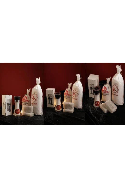 TUZCU KENAN CKR-KRST-SET-01 Çankırı Kristal Kaya Tuzu Seti Değirmenli Tuz Ve Ayak Bakım Tuzu