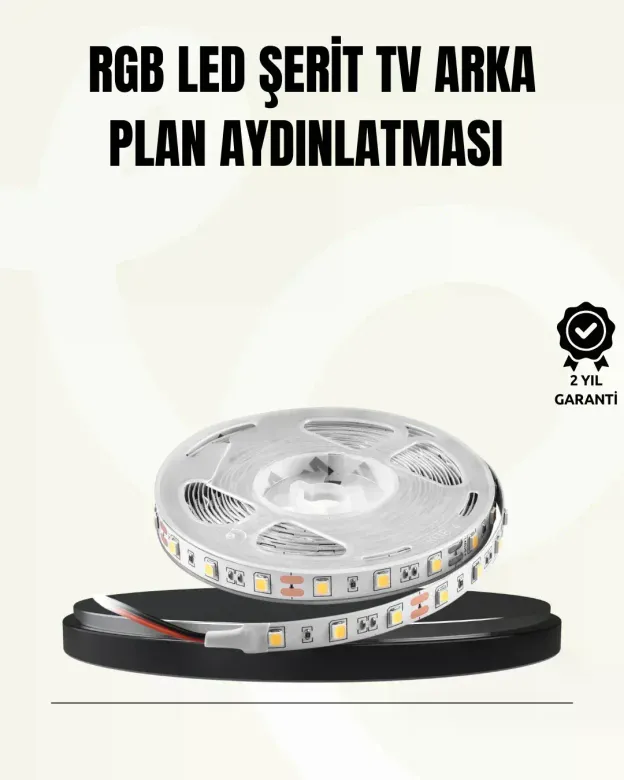 TV Arkası LED Şerit Işık Otomatik Açma Kapama Özellikli 2mt