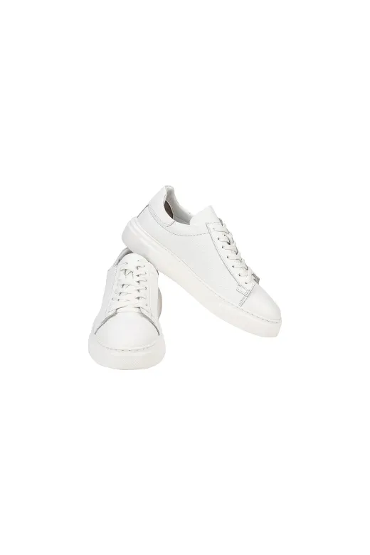 twingold AA05001 Kalın Ortopedik Tabanlı %100 Deri Sneaker Spor Ayakkabı - Beyaz