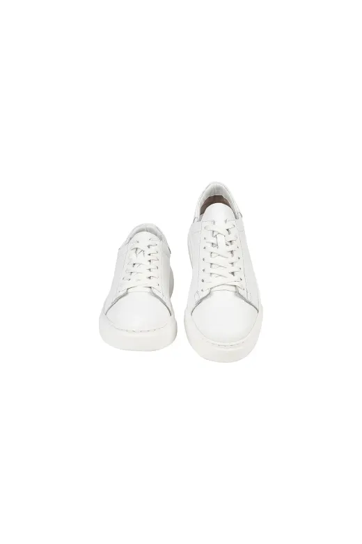 twingold AA05001 Kalın Ortopedik Tabanlı %100 Deri Sneaker Spor Ayakkabı - Beyaz