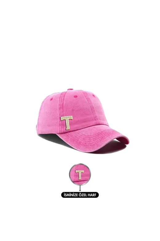 twingold AB01010.011 İsme Özel Yıkamalı Kep Şapka - Ab01010 - Pembe