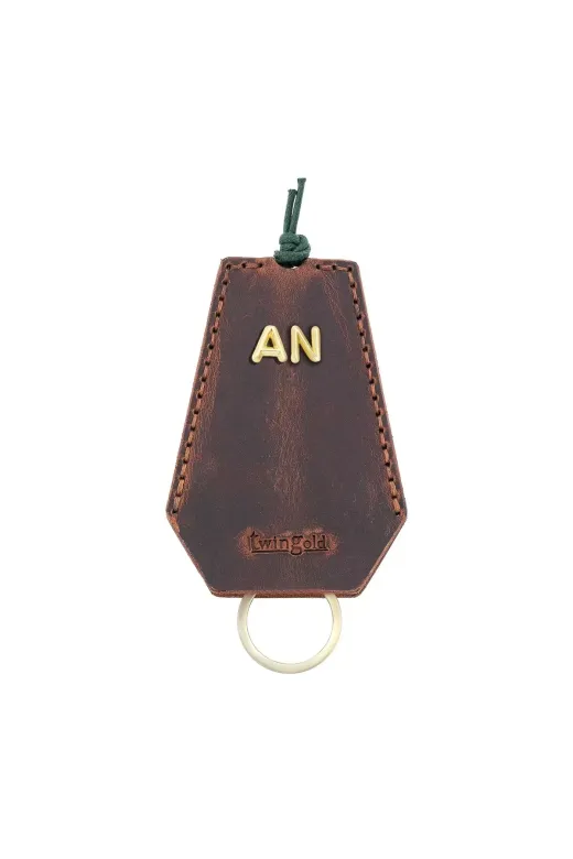 twingold AD01002 İsme Özel İpli Anahtarlık - % 100 Crazy Deri - Ag01002 - Kahverengi