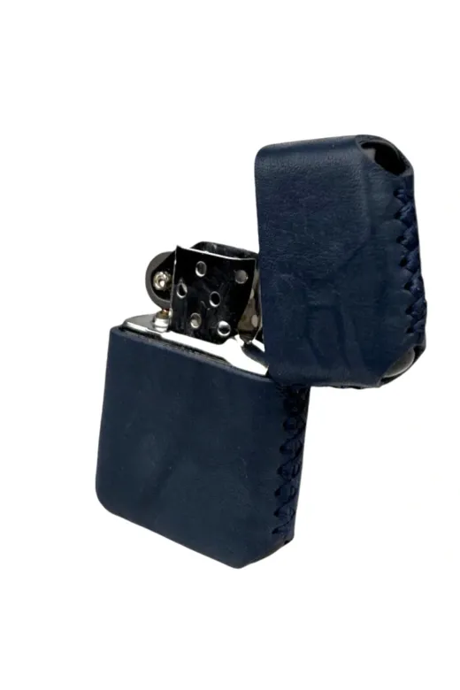twingold AD02001 İsme Özel Handmade El Yapımı Hakiki Deri Zipp0 Modeli Çakmak - Lacivert