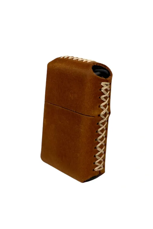 twingold AD02001 İsme Özel Handmade El Yapımı Hakiki Deri Zipp0 Modeli Çakmak - Açık Kahverengi