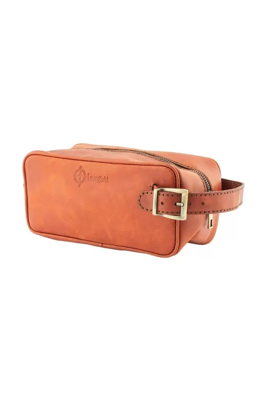 twingold AK01002 İsme Özel Dopp Kit Kişisel Bakım Ve Seyahat Çantası - %100 Rainbow Deri - Tabacco