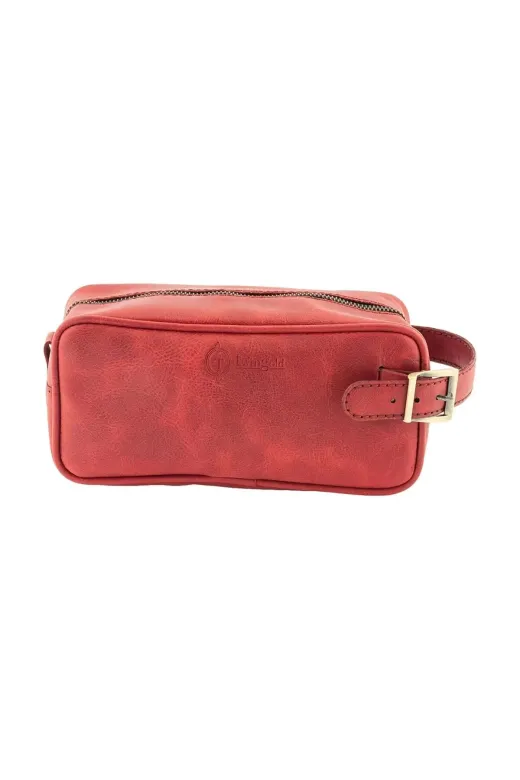 twingold AK01002 İsme Özel Dopp Kit Kişisel Bakım Ve Seyahat Çantası - %100 Rainbow Deri - Ac14004 - Kırmızı